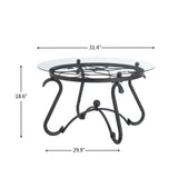 2 Piece Tempered Glass Surface Coffee Table Set, Decor Coffee Table Round End Side Table With Sturdy Construction For Living Room (Rustic) - Black - Furniture Home Direct