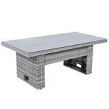 6 Piece Patio Set With An Adjustable Table, Recliners With Extendable Side Tables, And 2 Ottomans - Gray - Furniture Home Direct