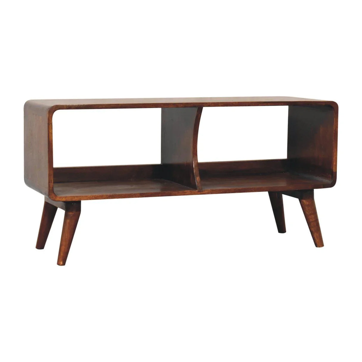 Curved Double Slot Media Unit - Dark Brown - Furniture Home Direct