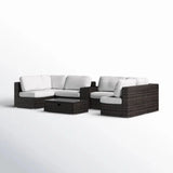 Elegant 4 Person Wicker Patio Seating Set With Cushions And Glass Top Table - Furniture Home Direct