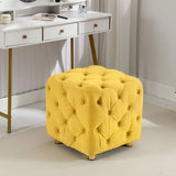 Modern Velvet Upholstered Ottoman, Exquisite Small End Table, Soft Foot Stool, Dressing Makeup Chair, Comfortable Seat For Living Room, Bedroom, Entrance - Furniture Home Direct