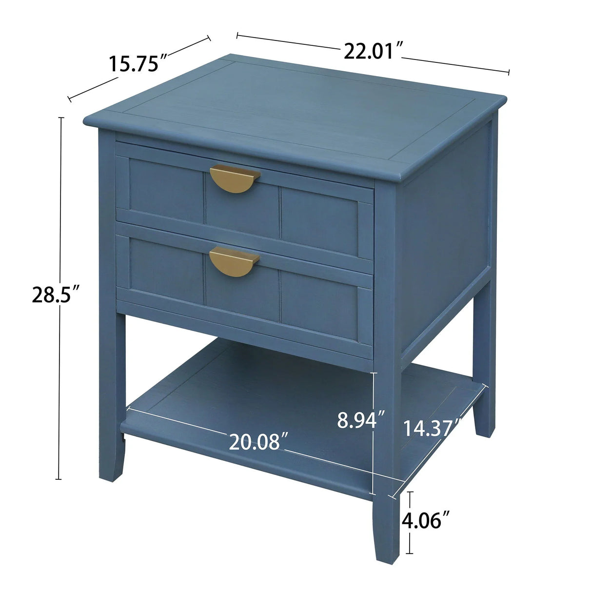 2 Drawer Side Table, American Style, End Table, Suitable For Bedroom, Living Room, Study - Furniture Home Direct