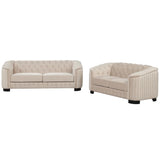 Modern 3-Piece Velvet Upholstered Living Room Set Including Sofa, Love Seat and Chair, Beige - Furniture Home Direct