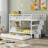 Stairway Bunk Bed With Storage And Guard Rail For Bedroom - Furniture Home Direct