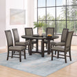 Dining Set Round Table Upholstered Chairs Seats Six Brown - Furniture Home Direct
