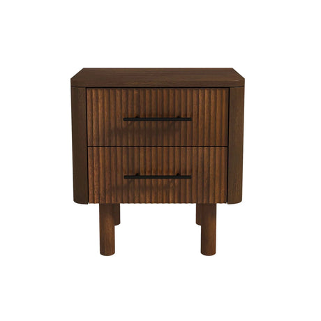 Logan - Mid-Century Modern Nightsd Bed Side Tables With 2 Drawers - Brown - Furniture Home Direct