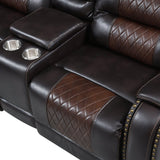 Sectional Sofa with Manual Recline LED Lights Black Brown - Furniture Home Direct