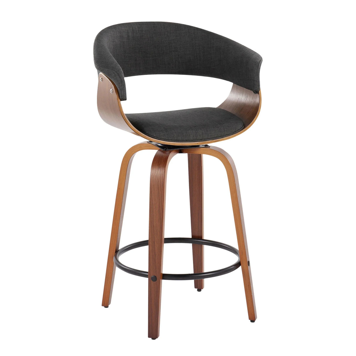Vintage Mod - Mid Century Modern Fixed Height Counter Stool & Swivel With Round Footrest (Set of 2) - Furniture Home Direct
