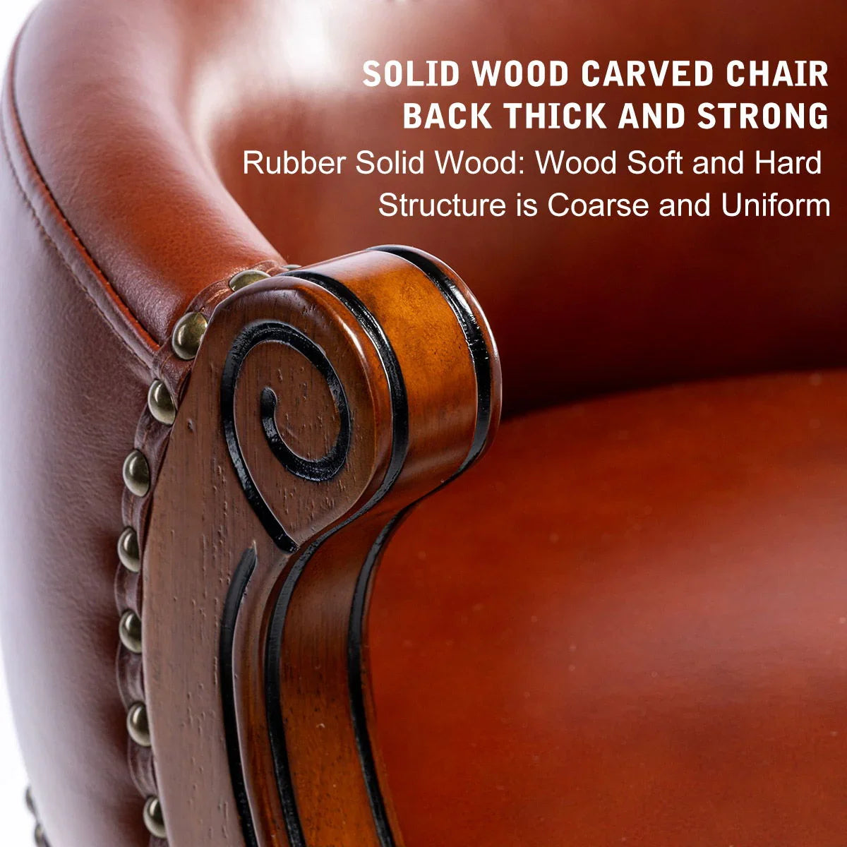 Seat Height 26'' Cow Top Leather Wooden Bar Stool, 360 Degree Swivel Bar Height Chair With Backs For Home Kitchen Counter - Furniture Home Direct