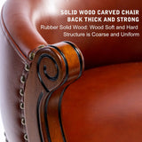 Seat Height 26'' Cow Top Leather Wooden Bar Stool, 360 Degree Swivel Bar Height Chair With Backs For Home Kitchen Counter - Furniture Home Direct