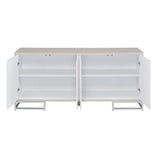 Panos - Console Cabinet - White Marcle / Chrome - Furniture Home Direct