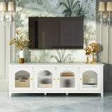 StylishTVcabinet Entertainment CenterTV Stand, TVconsoletable, Media Console, Solidwood Frame, Changhong Glass Door, Metal Handle - Furniture Home Direct