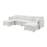 Sectional Sofa Chenille L Shaped Living Room Comfort Cream - Furniture Home Direct
