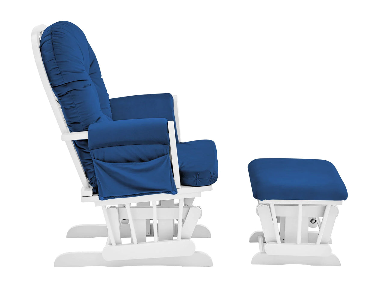 Mason - Glider And Ottoman White Wood - Furniture Home Direct