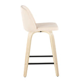 Toriano - Contemporary Modern Design Fixed Height Counter Stool With Swivel With Square Footrest (Set of 2) - Furniture Home Direct