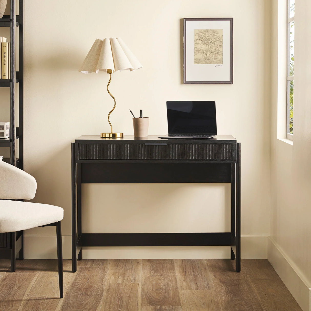 Transitional Reeded Writing Desk With Drawer - Furniture Home Direct