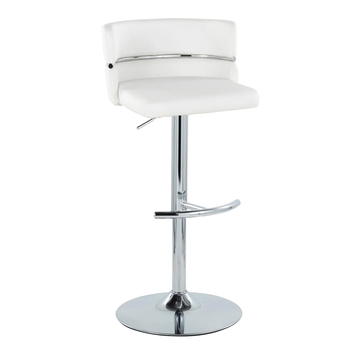 Cinch - Contemporary Adjustable Barstool With Swivel With Rounded T Footrest (Set of 2) - Chrome / White - Furniture Home Direct