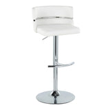 Cinch - Contemporary Adjustable Barstool With Swivel With Rounded T Footrest (Set of 2) - Chrome / White - Furniture Home Direct