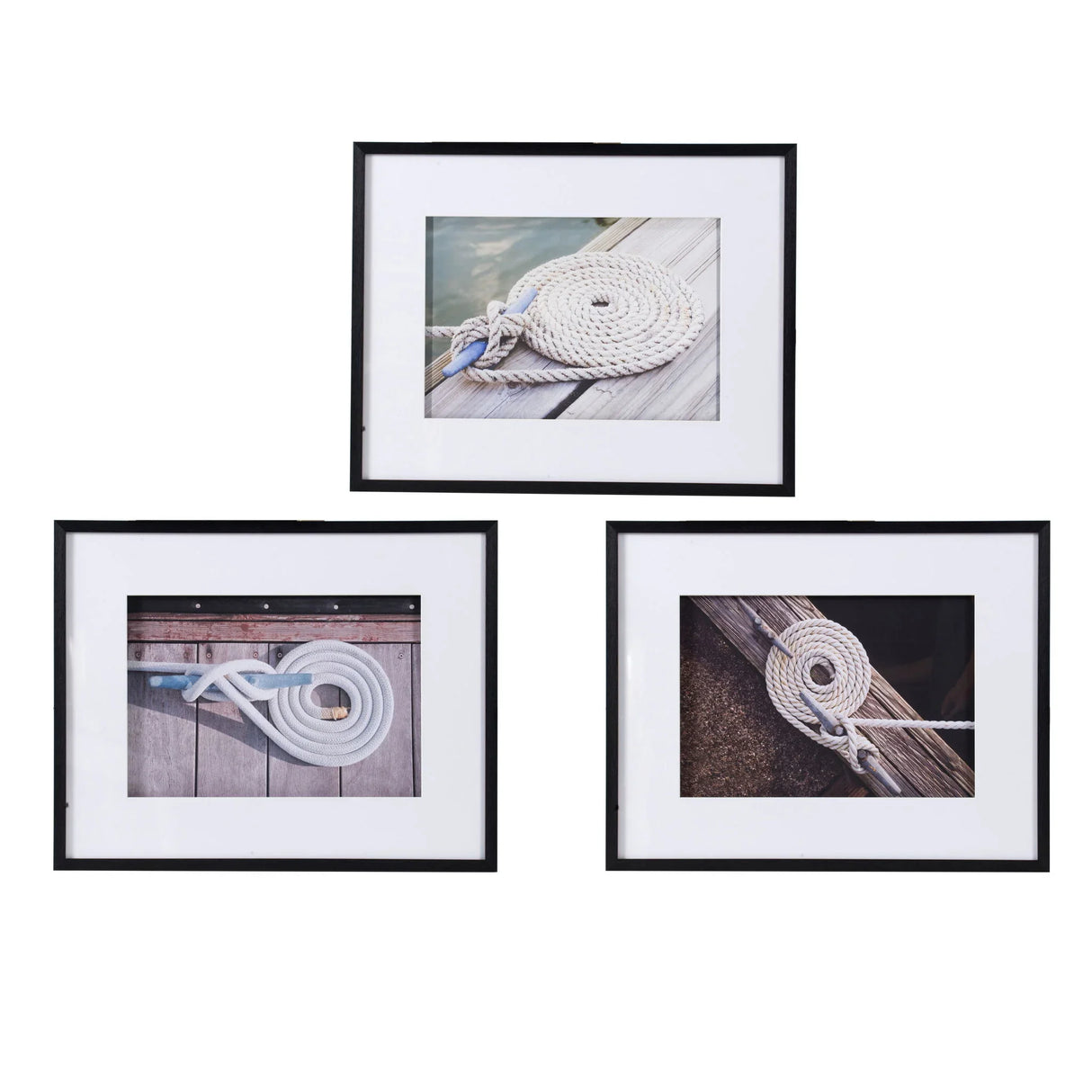 Rope Wall Art With Frame, Wall Decor For Living Room (Set of 3) - White / Black - Furniture Home Direct