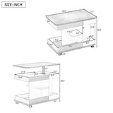 Adjustable End Table With Wheels, 360°Rotating Top And Storage Space - Furniture Home Direct