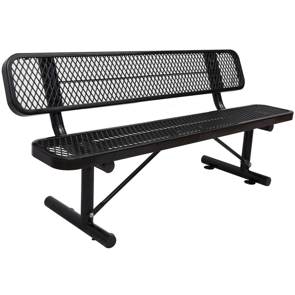 6' Outdoor Steel Bench With Backrest - Furniture Home Direct