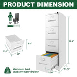 Premium Drawer File Cabinet With Lock, Metal Vertical Design, A4 Legal / Letter Size - Furniture Home Direct