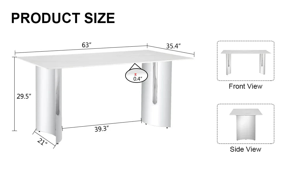 Dining Table Modern Faux Marble Top Chrome Base White - Furniture Home Direct