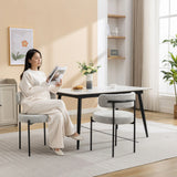 Burbank - Modern Round Boucle Dining Chairs (Set of 2) - Black / White - Furniture Home Direct