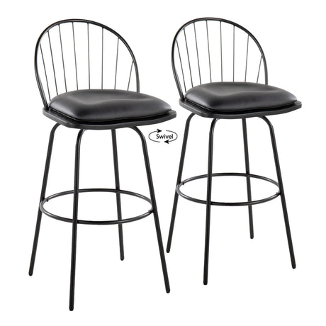 Riley - Claire Farmhouse Fixed Height Barstool With Swivel With Round Footrest (Set of 2) - Furniture Home Direct