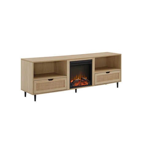 Coastal Rattan Door TV Stand For TVs Up To 10015” - Coastal Oak - Furniture Home Direct