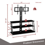 Multi-Function Angle And Height Adjustable Tempered Glass TV Stand - Black - Furniture Home Direct