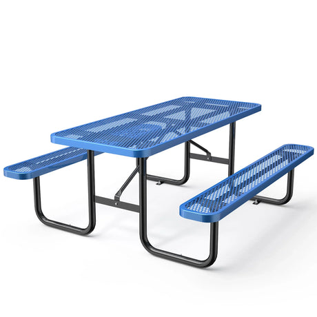 Expanded Rectangular Picnic Table - Blue - Metal - Furniture Home Direct