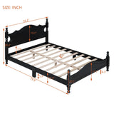 Platform Bed Full Size Wood Frame With Slat Support Black - Furniture Home Direct