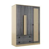 3 Doors Rattan Wardrobe Storage For Bedroom, With 2 Drawers - Furniture Home Direct