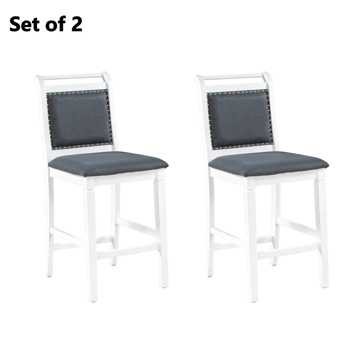 Dining Set Drop Leaf Counter Height With 2 Chairs White Gray - Furniture Home Direct