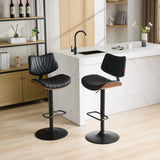 Counter Stool Adjustable PU Leather Upholstered Black - Furniture Home Direct