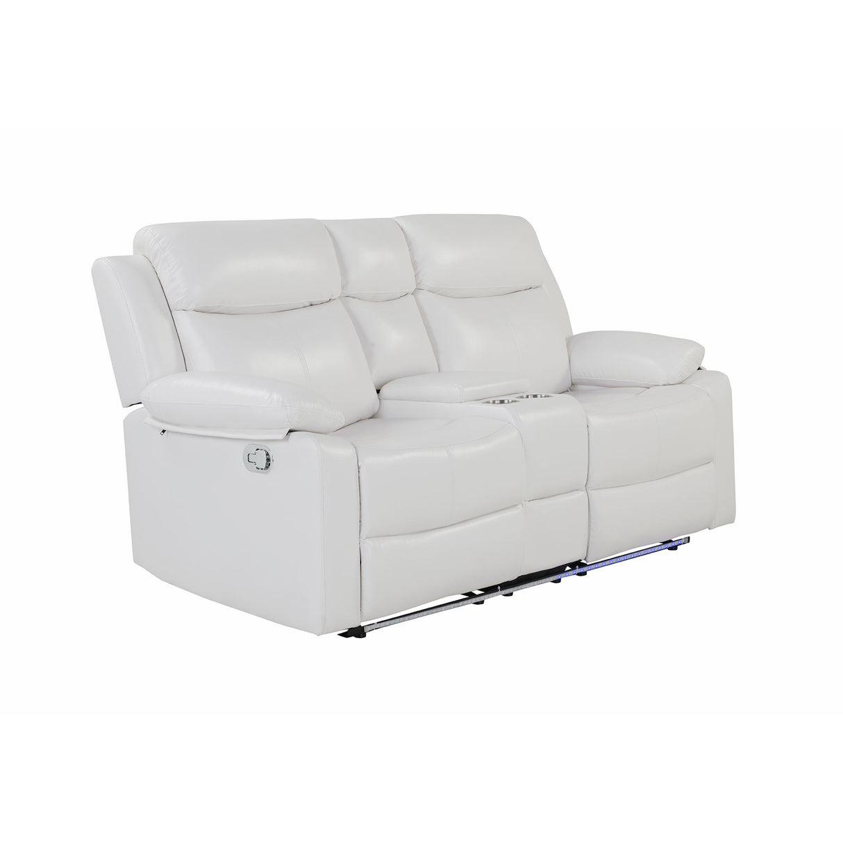 Blanche - Reclining Loveseat With LED Lights And Built In Speakers - White