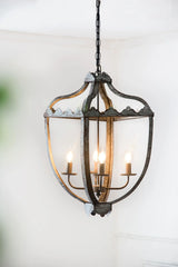 4 Light Metal Chandelier, Hanging Light Fixture With Adjustable Chain For Kitchen, Bulb Not Included - Gray - Furniture Home Direct
