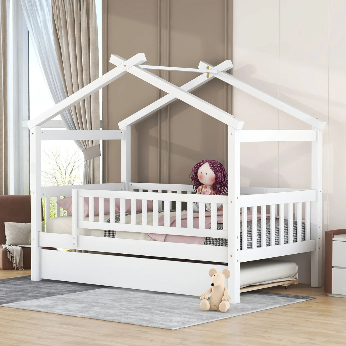 Creativity House Bed With Twin Size Trundle - Furniture Home Direct