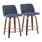Toriano - Mid Century Modern Fixed Height Counter Stool With Swivel With Round Footrest (Set of 2) - Furniture Home Direct