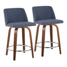 Toriano - Mid Century Modern Fixed Height Counter Stool With Swivel With Round Footrest (Set of 2) - Furniture Home Direct