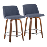 Toriano - Mid Century Modern Fixed Height Counter Stool With Swivel With Round Footrest (Set of 2) - Furniture Home Direct
