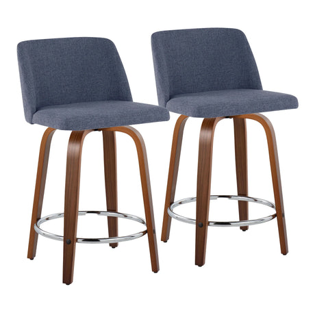 Toriano - Mid Century Modern Fixed Height Counter Stool With Swivel With Round Footrest (Set of 2) - Furniture Home Direct