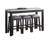 Necalli - Marble Top Weathered 4 Piece Pack Counter Height Table Set - Espresso - Furniture Home Direct