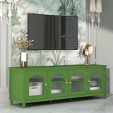 StylishTVcabinet Entertainment CenterTV Stand, TVconsoletable, Media Console, Solidwood Frame, Changhong Glass Door, Metal Handle - Furniture Home Direct