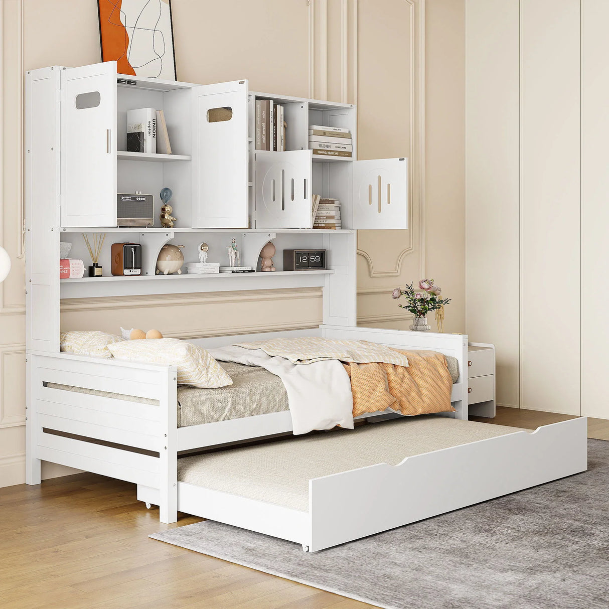 Daybed With All-In-One Cabinet And Shelf - Furniture Home Direct