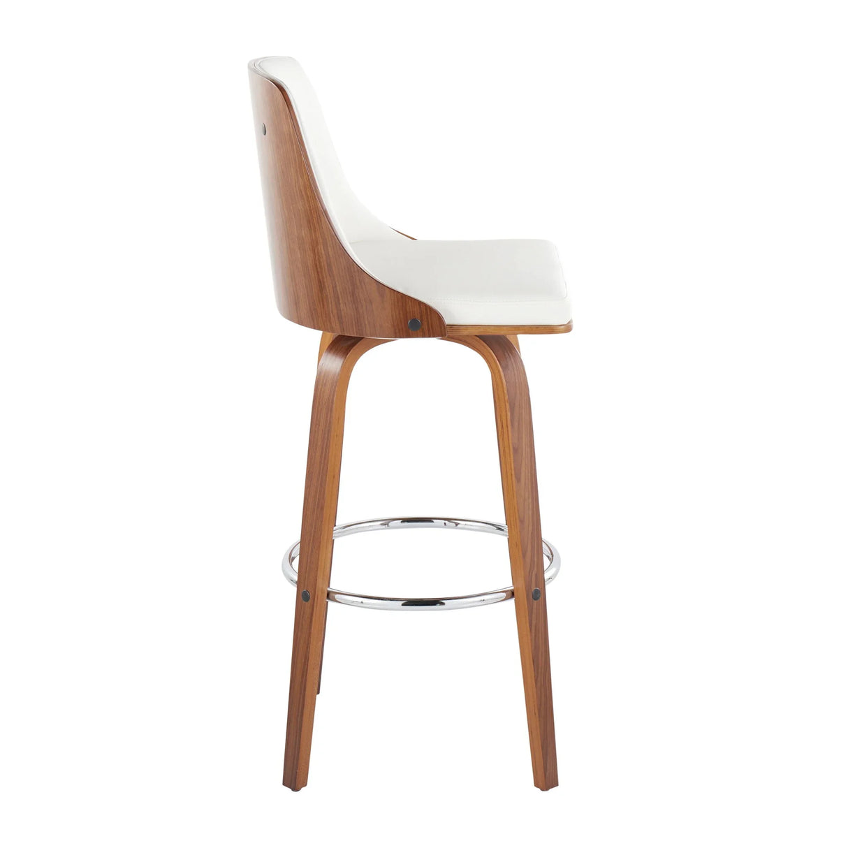 Gianna - Mid Century Modern Fixed Height Barstool With Swivel With Round Footrest (Set of 2) - Furniture Home Direct