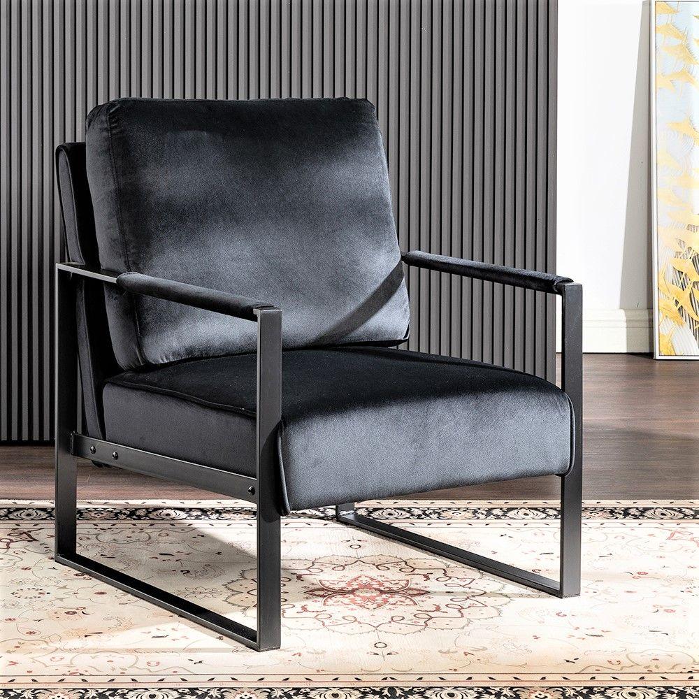 Classic Mid Century Modern Accent Chair With Durable Square Metal Frame, Armchair - Furniture Home Direct