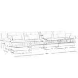 Modern Sectional Sofa With Ottoman, Round Bolster Armrests, Waist And Throw Pillows - Furniture Home Direct
