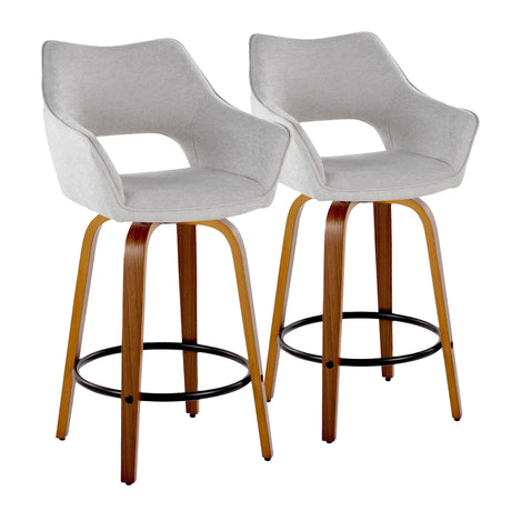 Mustang - Contemporary Fixed Height Counter Stool With Swivel With Round Footrest (Set of 2) - Furniture Home Direct